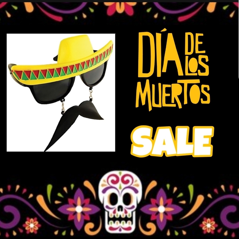 NWT/Mexican Sombrero Sunglasses With Moustache